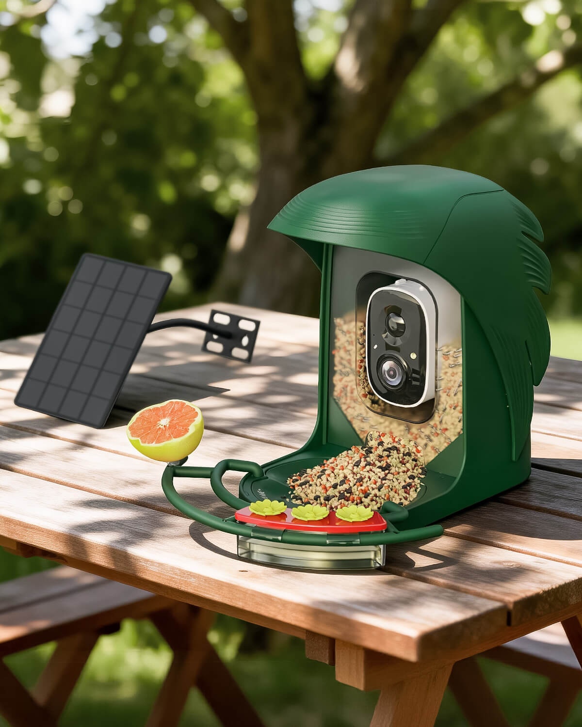 PerchMe Smart AI Bird Feeder & Adjustable Solar Panel Bracket Bundle