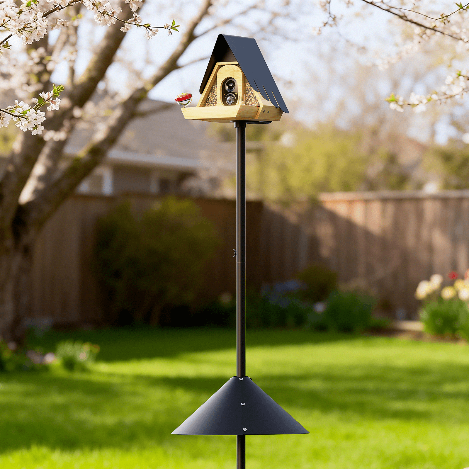 PerchMe® Bamboo Smart Bird Feeder with 2K AI Camera – FSC-Certified, Solar Powered, Eco-Friendly Gift for Bird Lovers (64G SD Card Included)