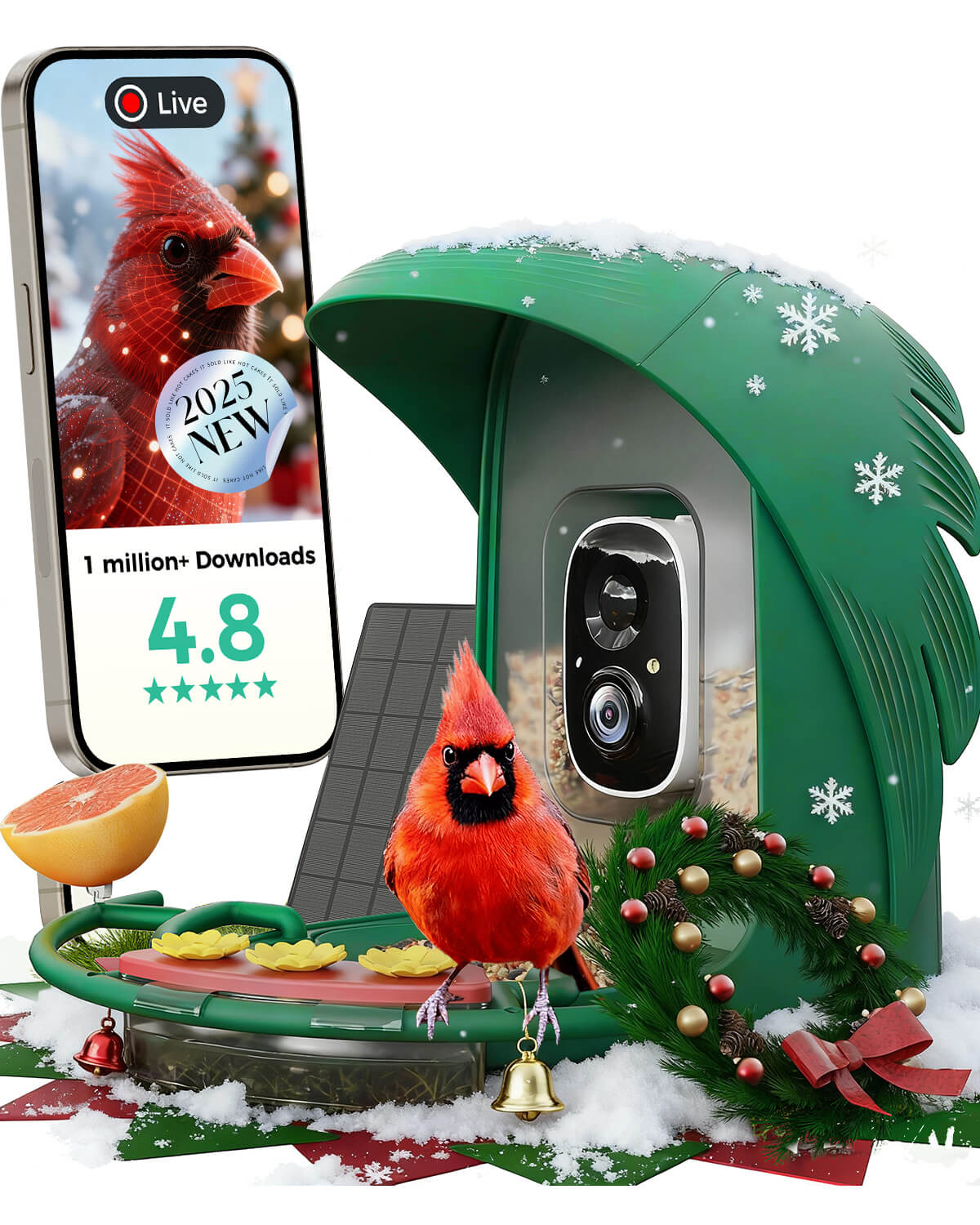 PerchMe Smart Bird Feeder - 2K AI Camera, Solar Power, Perfect Gift for Parents