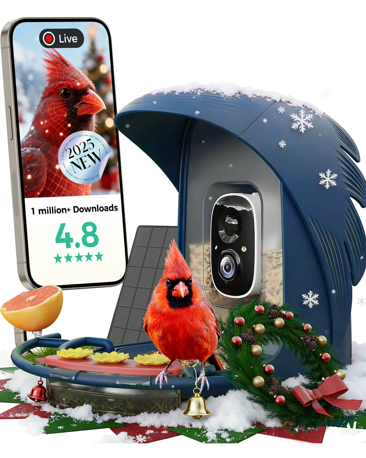 PerchMe Smart Bird Feeder Camera – 2K AI, Solar Powered, Perfect Gift for Bird Lovers