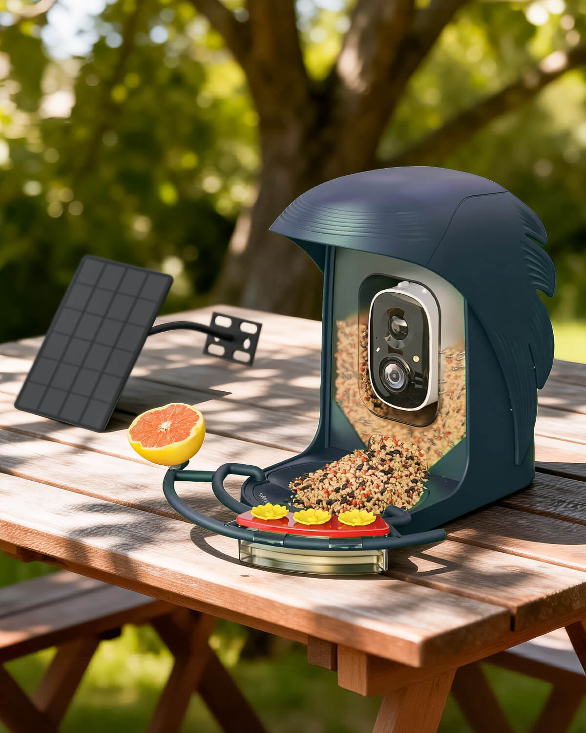 PerchMe Smart AI Bird Feeder & Adjustable Solar Panel Bracket Bundle