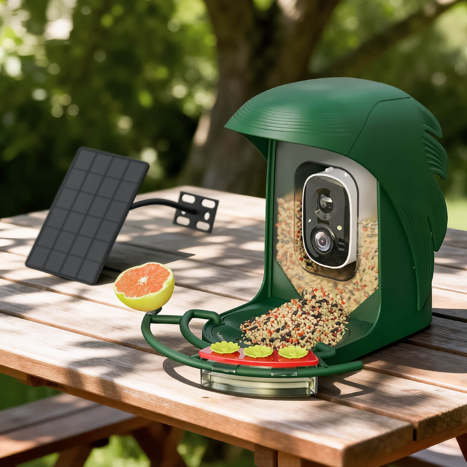 PerchMe Smart AI Bird Feeder & Adjustable Solar Panel Bracket Bundle