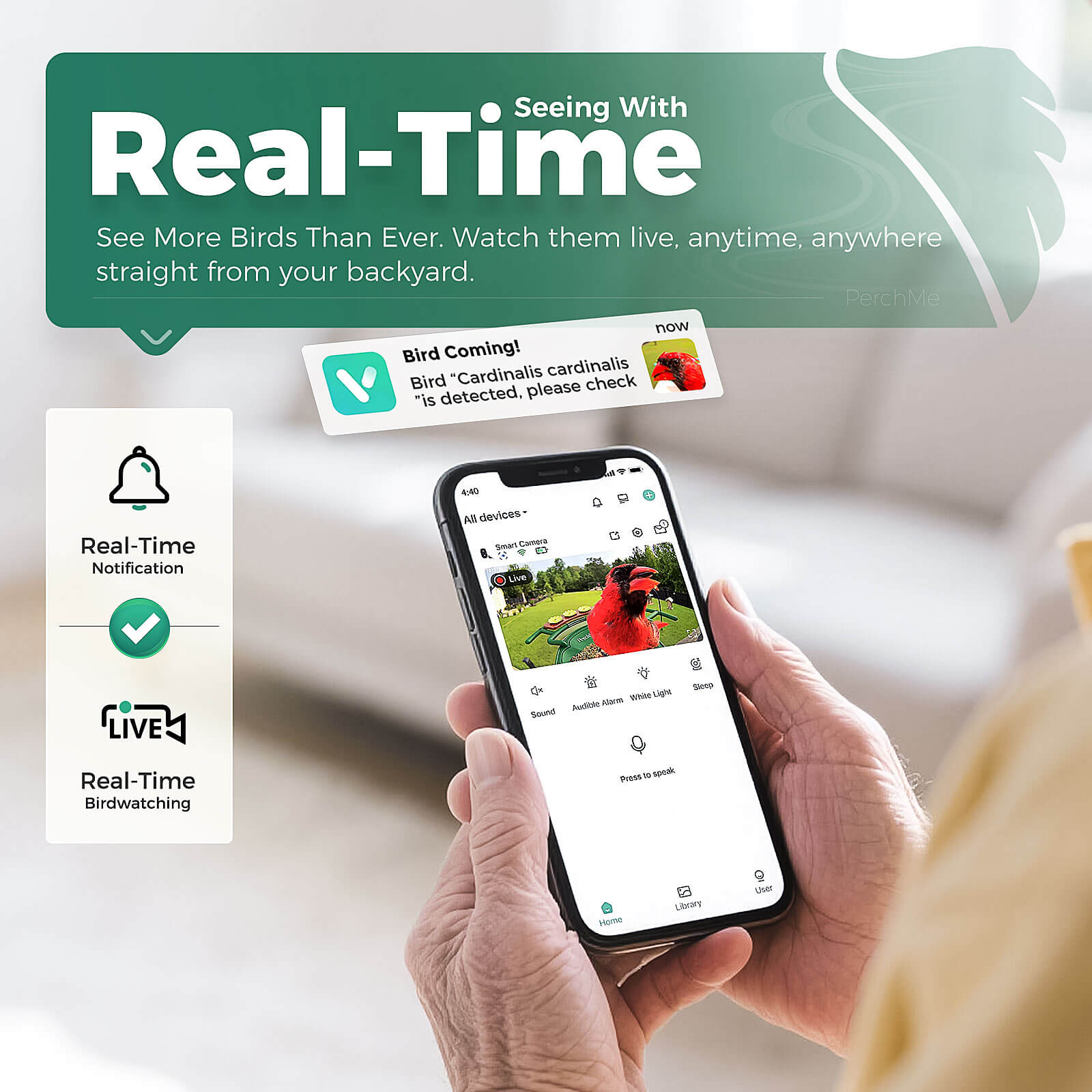 PerchMe Smart AI Bird Feeder & Adjustable Solar Panel Bracket Bundle