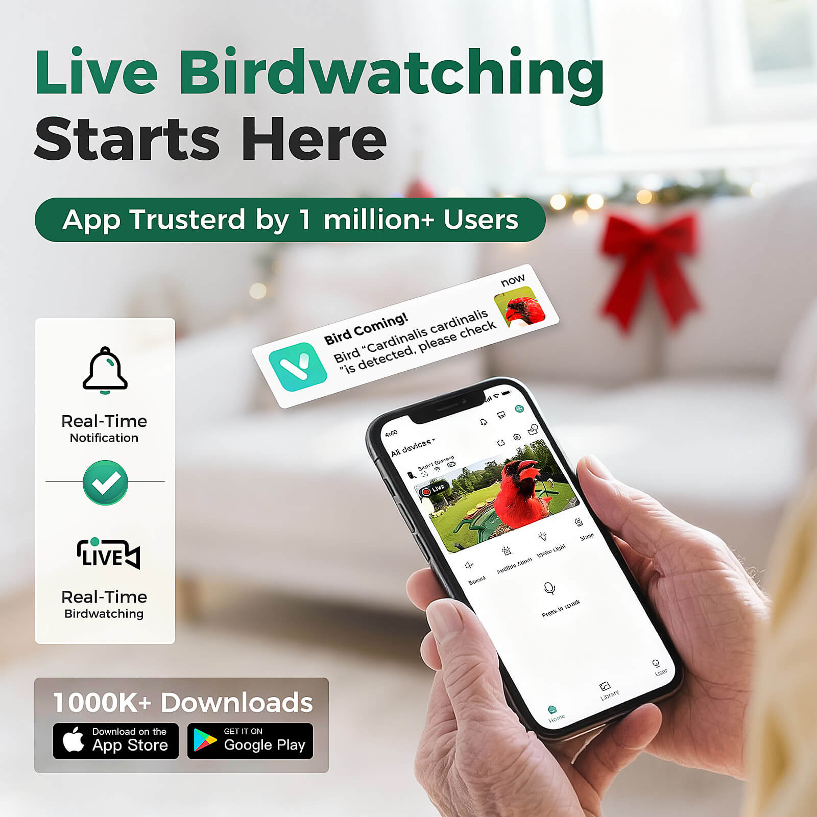 PerchMe Smart AI Bird Feeder & Pole Bundle - Solar-Powered 2K AI Camera + Heavy-Duty Adjustable Squirrel-Proof Bird Feeder Pole