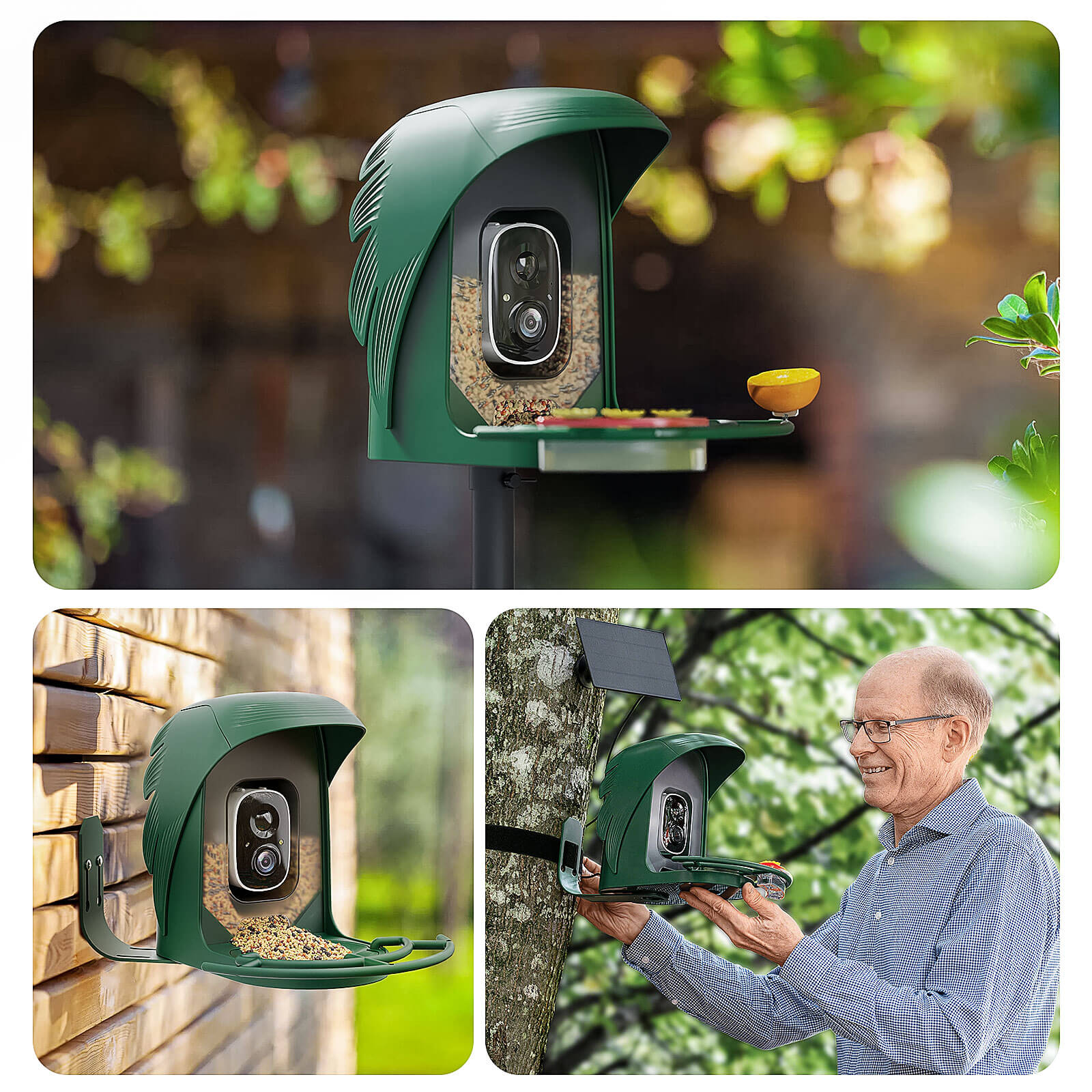 PerchMe Smart AI Bird Feeder & Adjustable Solar Panel Bracket Bundle