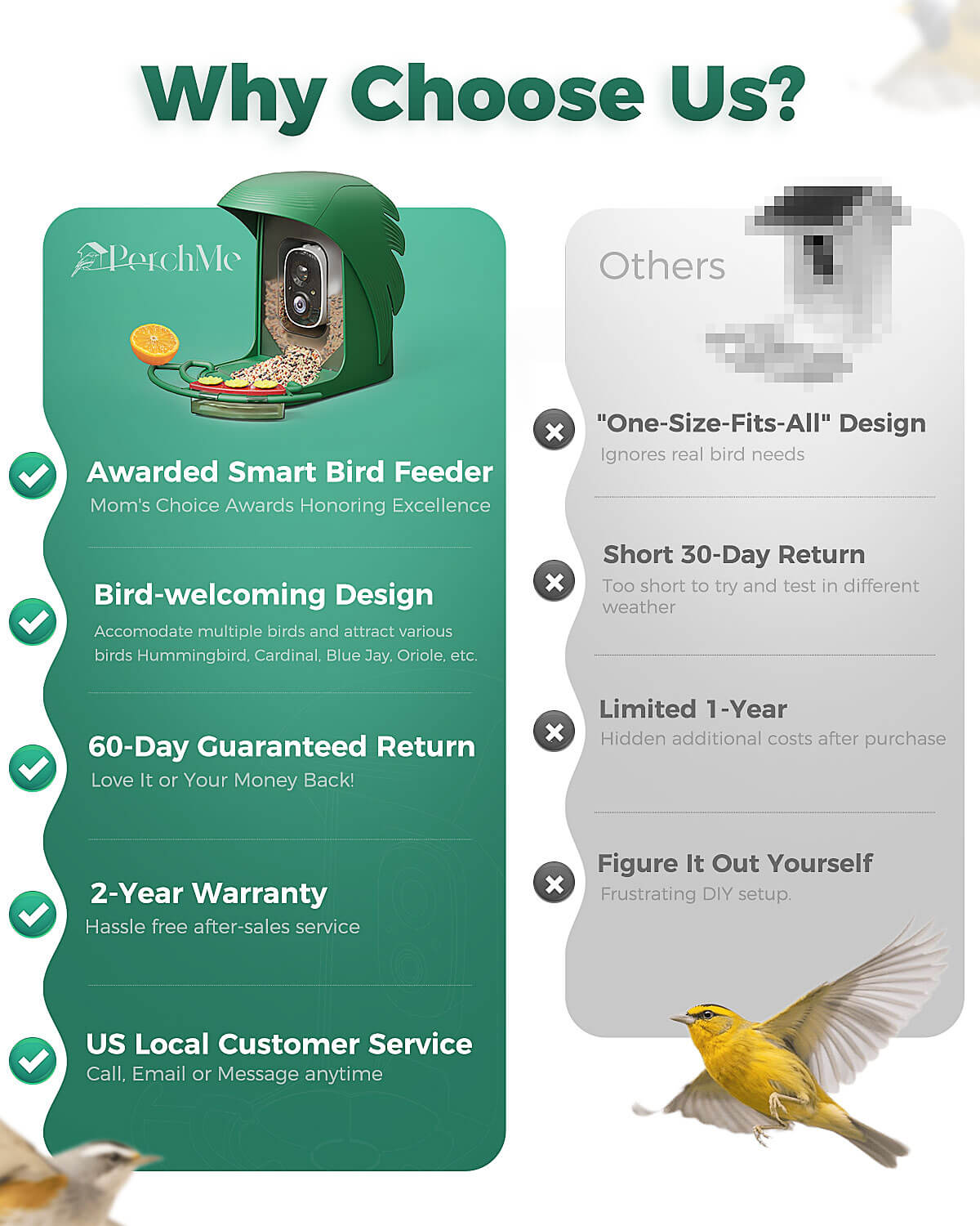 PerchMe Smart AI Bird Feeder & Adjustable Solar Panel Bracket Bundle