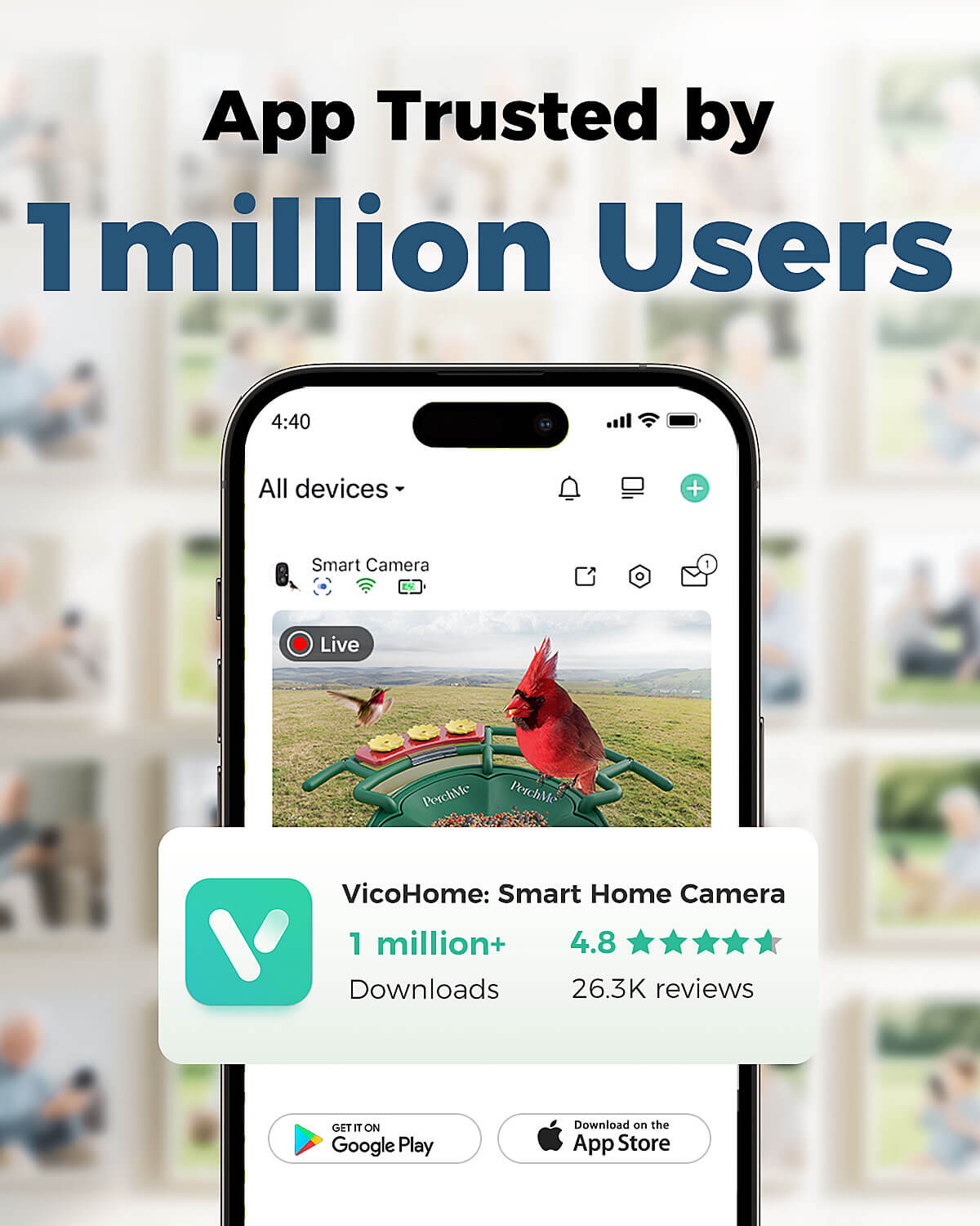 PerchMe Smart Bird Feeder Camera – 2K AI, Solar Powered, Perfect Gift for Bird Lovers