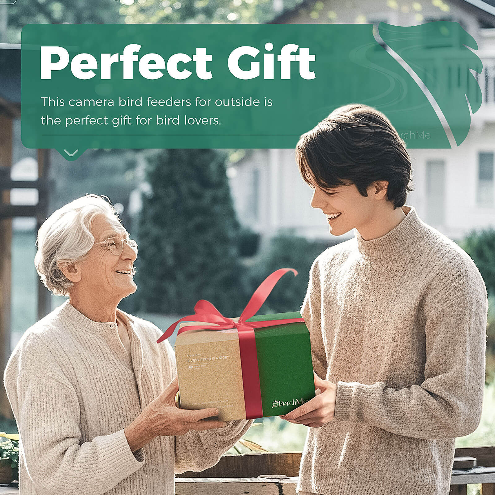PerchMe Smart AI Bird Feeder & Adjustable Solar Panel Bracket Bundle