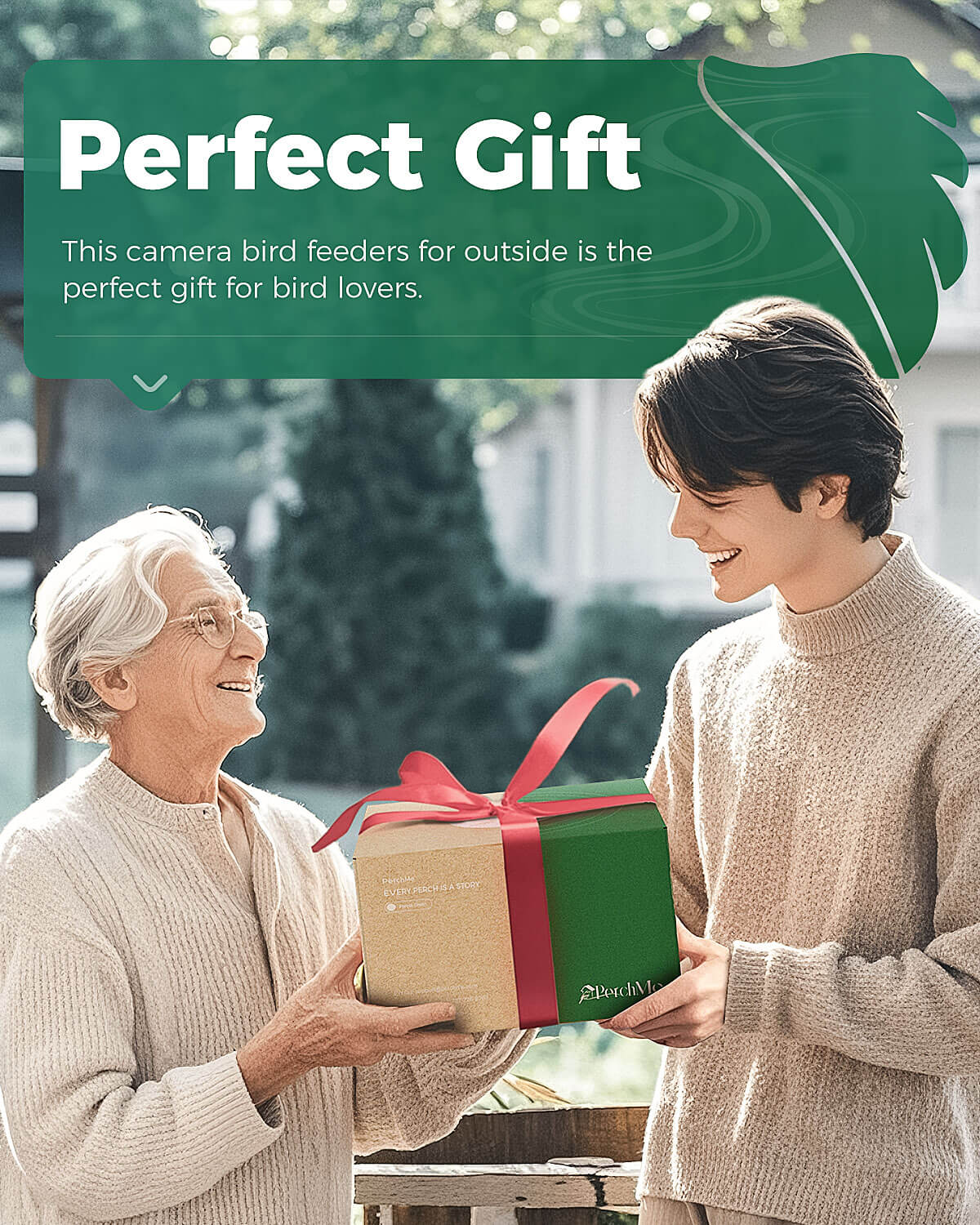 PerchMe Smart Bird Feeder Camera – 2K AI, Solar Powered, Perfect Gift for Bird Lovers