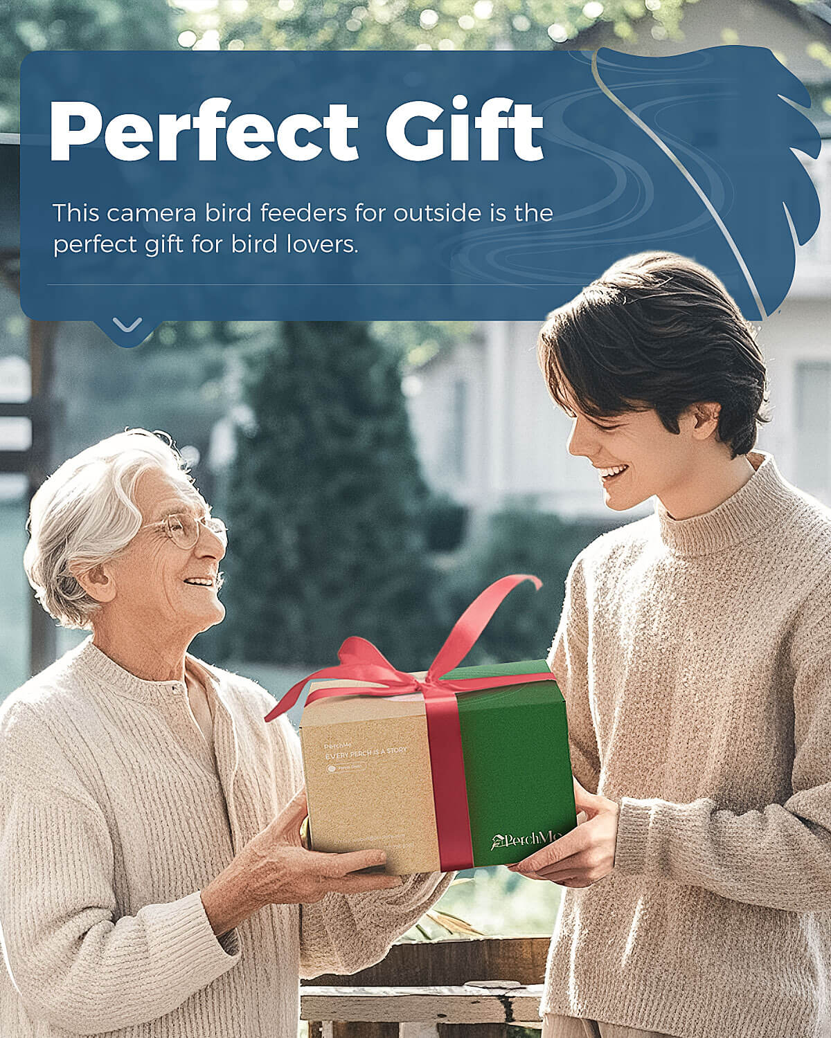 PerchMe Smart Bird Feeder Camera – 2K AI, Solar Powered, Perfect Gift for Bird Lovers