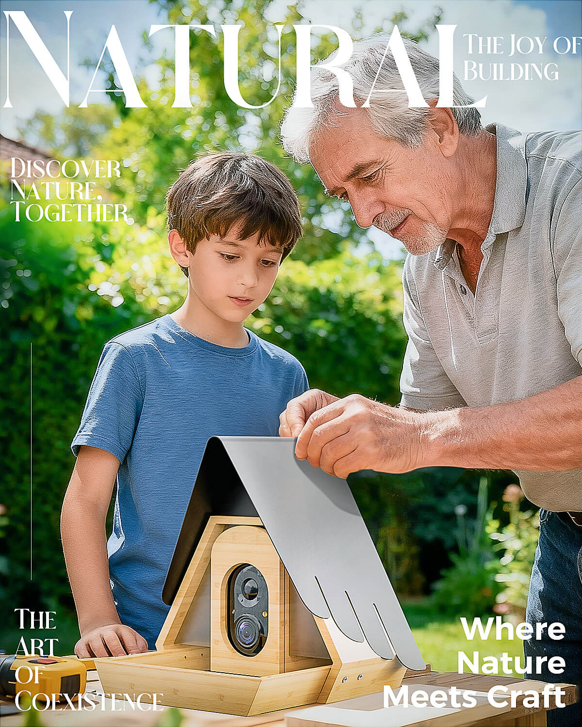 PerchMe® Bamboo Smart Bird Feeder with 2K AI Camera – FSC-Certified, Solar Powered, Eco-Friendly Gift for Bird Lovers (64G SD Card Included)