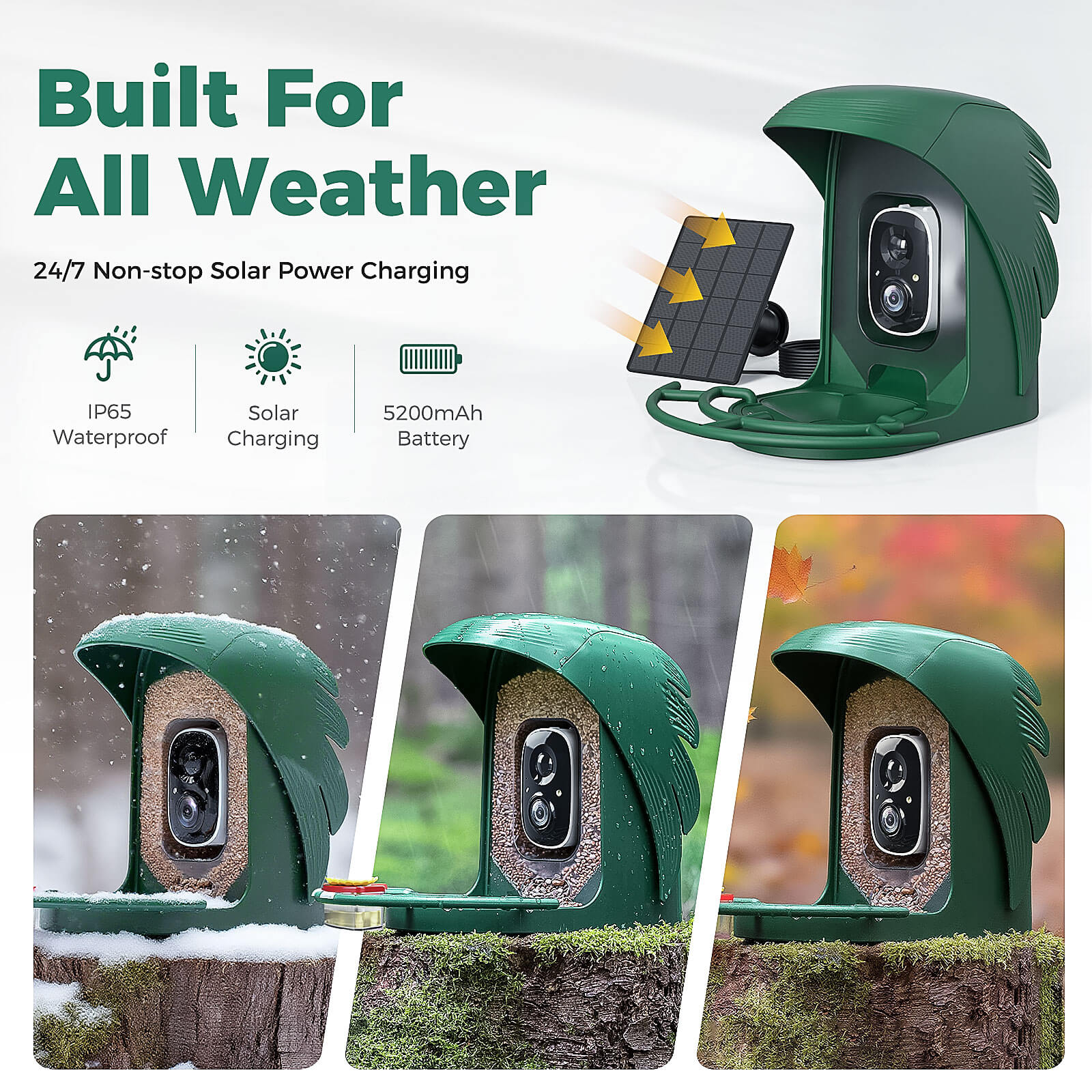 PerchMe Smart AI Bird Feeder & Pole Bundle - Solar-Powered 2K AI Camera + Heavy-Duty Adjustable Squirrel-Proof Bird Feeder Pole