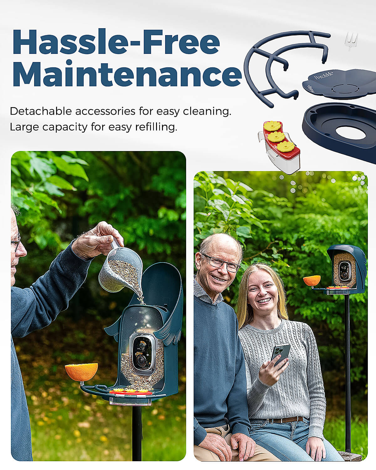 PerchMe Smart Bird Feeder Camera – 2K AI, Solar Powered, Perfect Gift for Bird Lovers