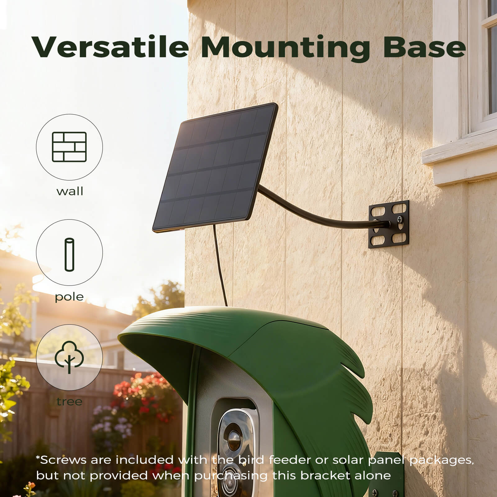 PerchMe Smart AI Bird Feeder & Adjustable Solar Panel Bracket Bundle