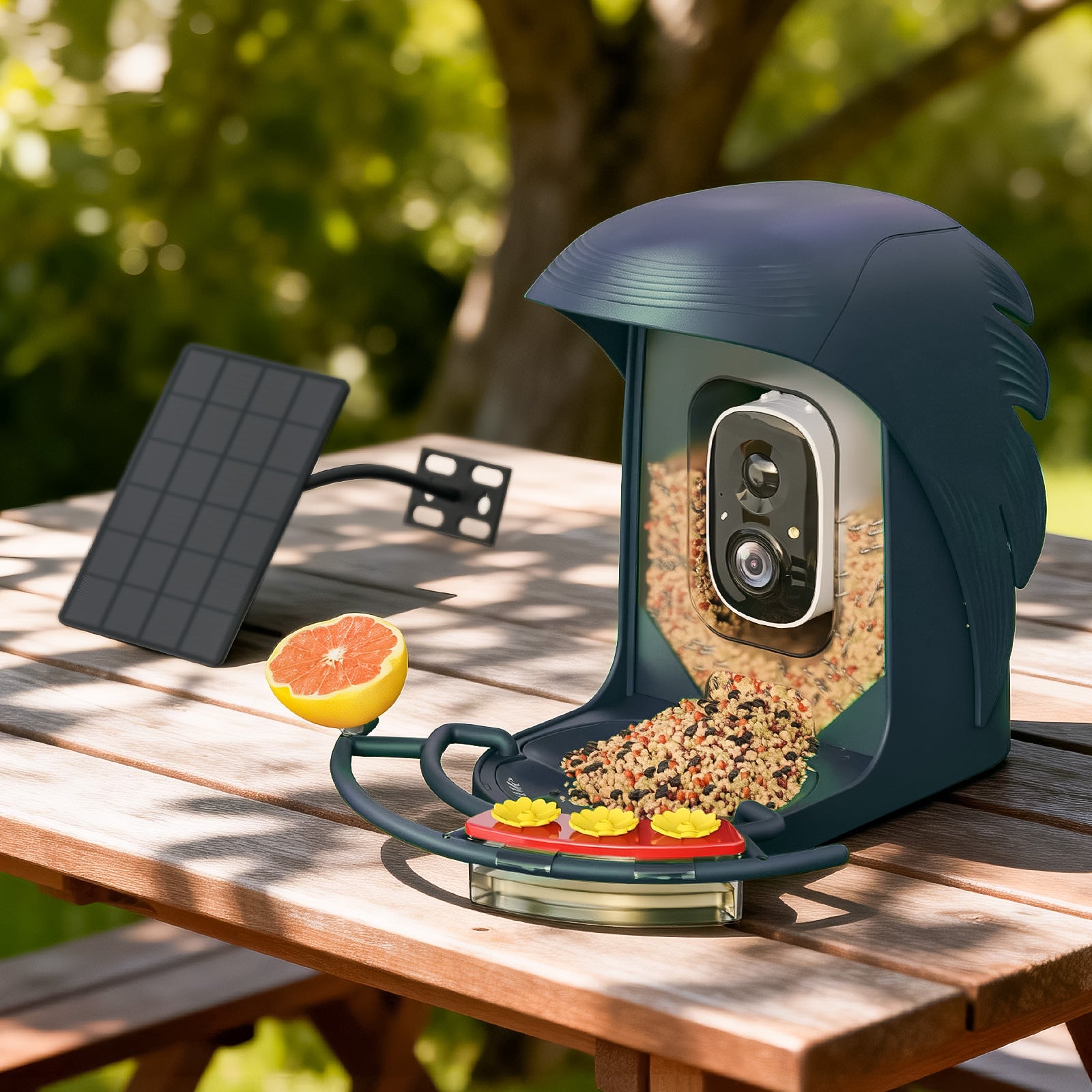 PerchMe Smart AI Bird Feeder & Adjustable Solar Panel Bracket Bundle