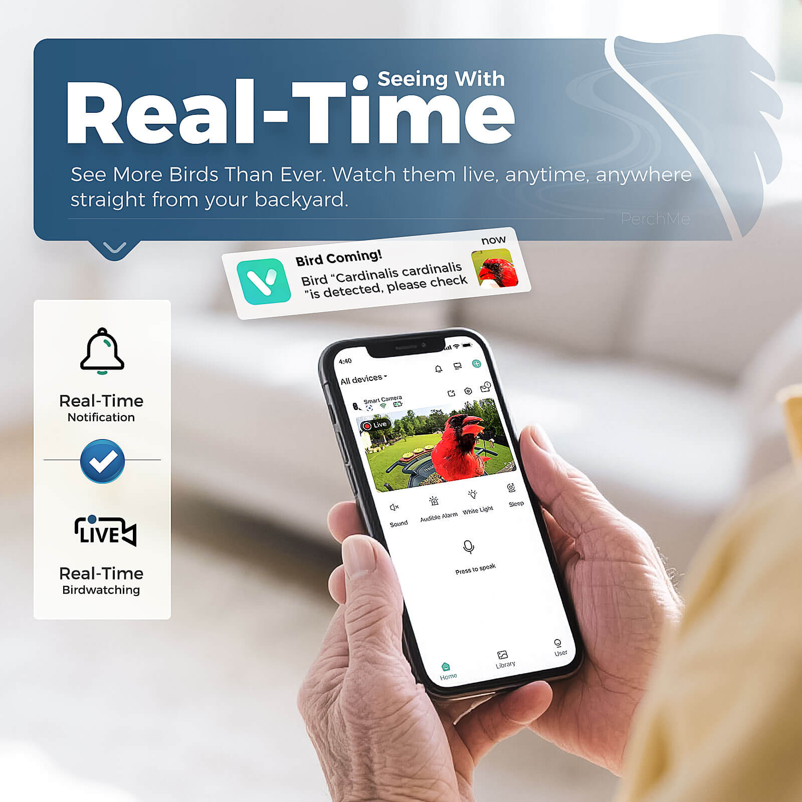 PerchMe Smart AI Bird Feeder & Adjustable Solar Panel Bracket Bundle