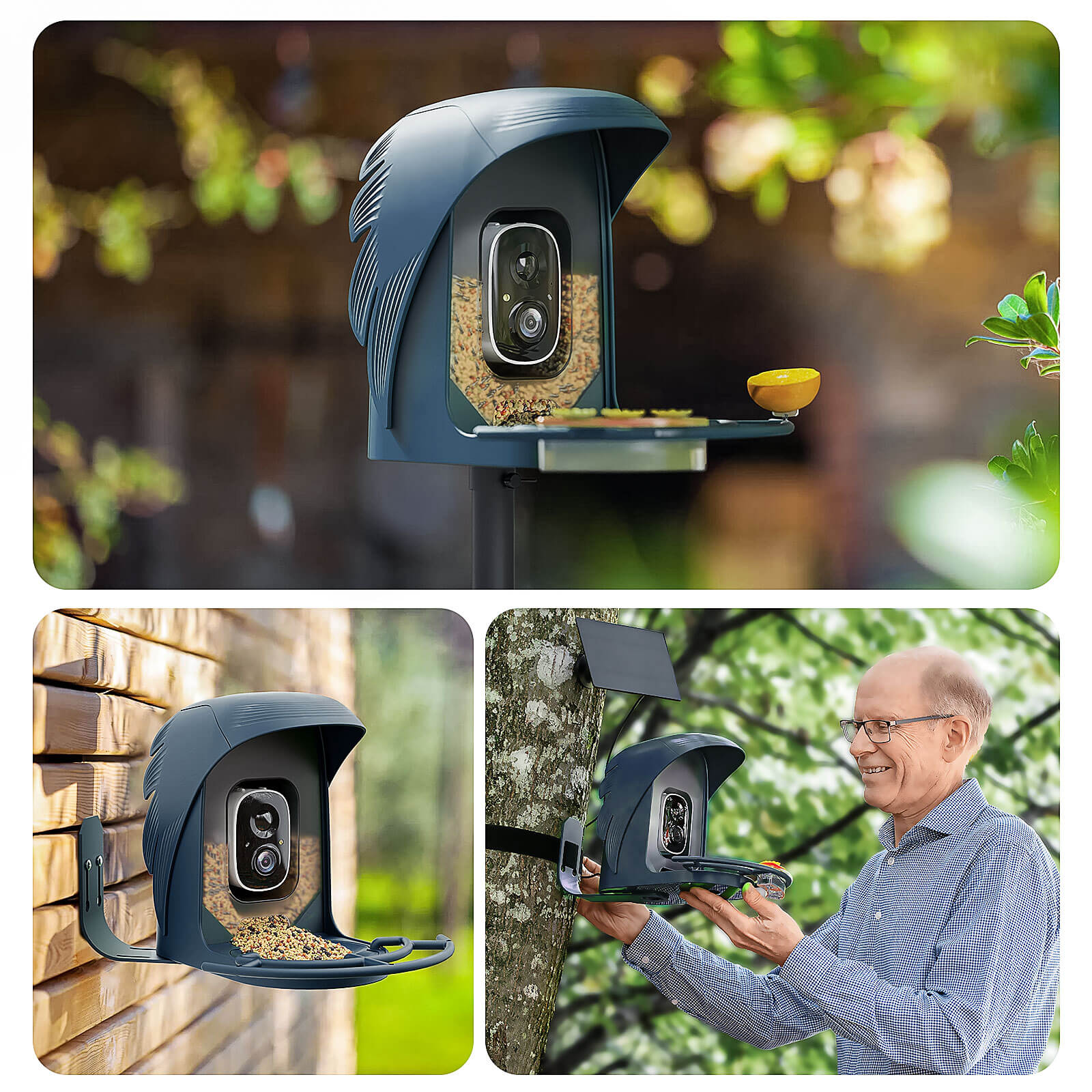 PerchMe Smart AI Bird Feeder & Adjustable Solar Panel Bracket Bundle