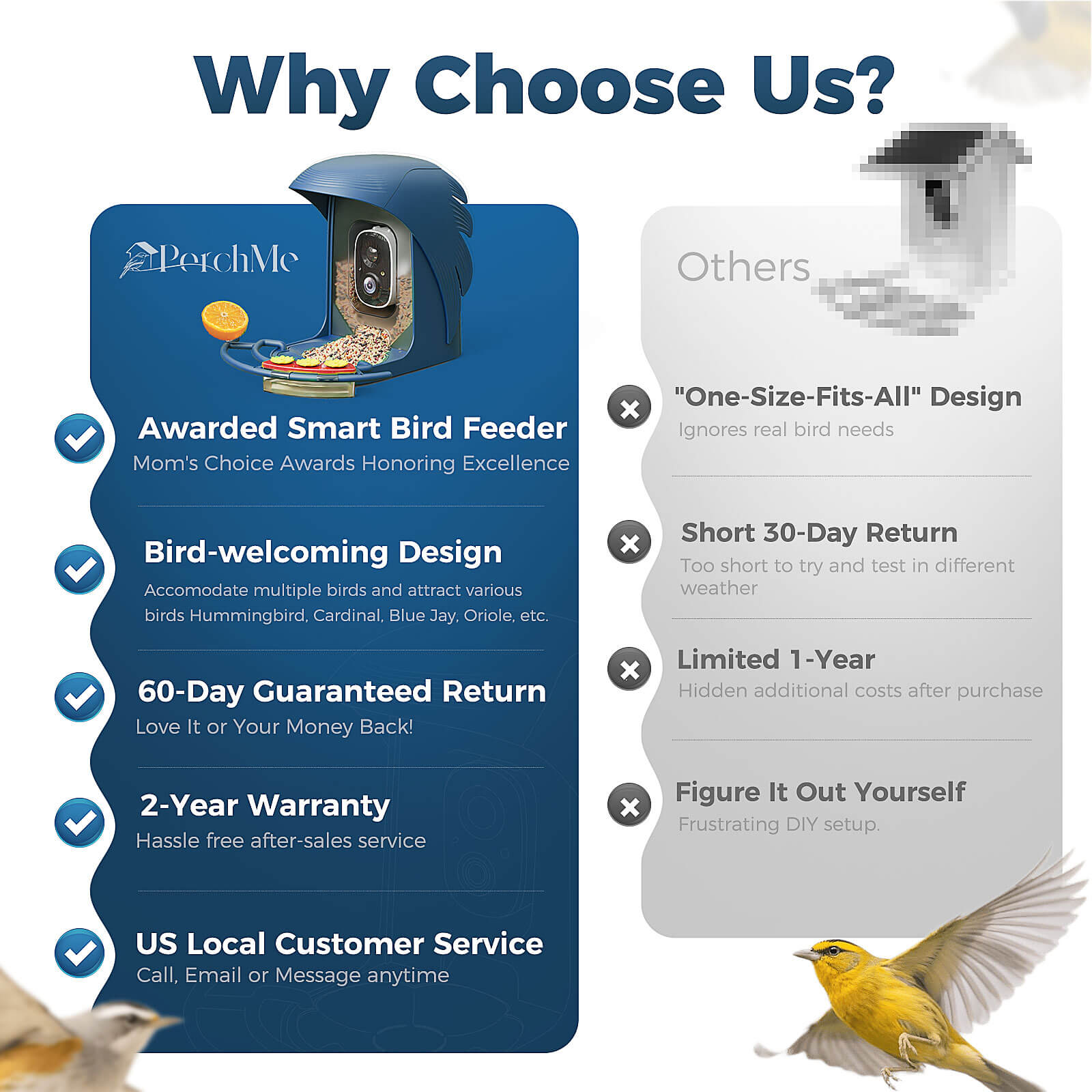 PerchMe Smart AI Bird Feeder & Adjustable Solar Panel Bracket Bundle