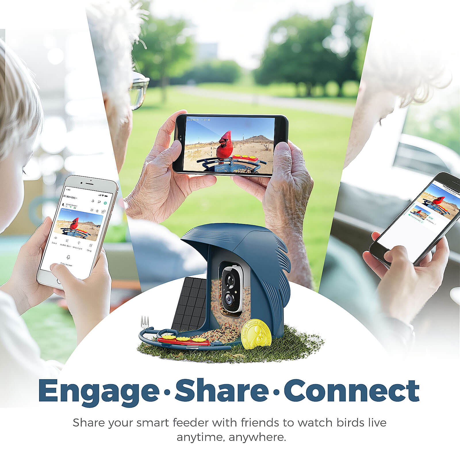 PerchMe Smart AI Bird Feeder & Adjustable Solar Panel Bracket Bundle