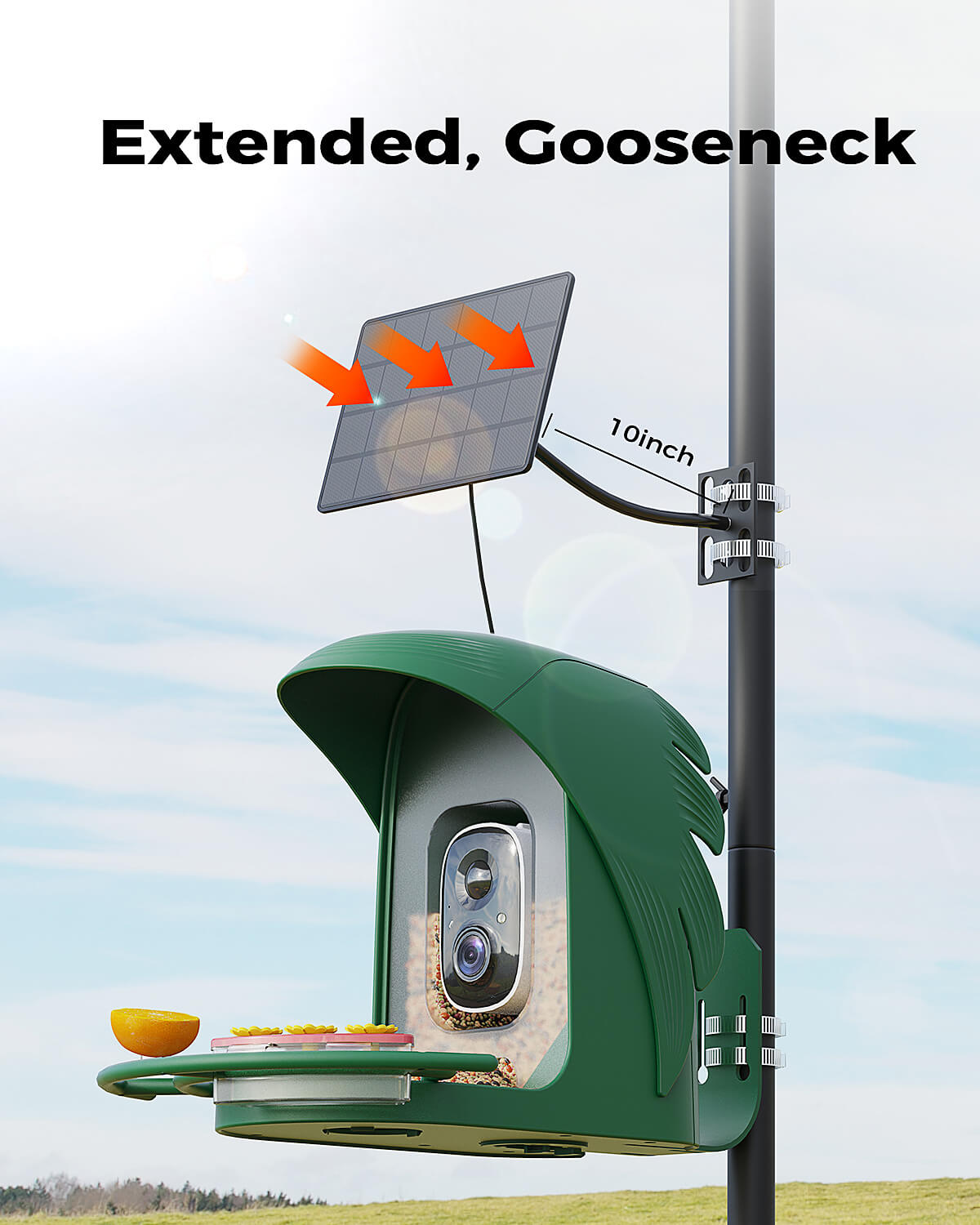 PerchMe Smart AI Bird Feeder & Adjustable Solar Panel Bracket Bundle