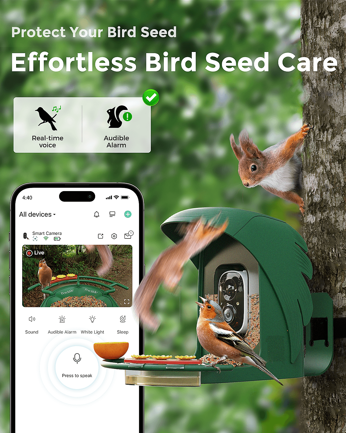 PerchMe Smart Bird Feeder with Camera, Solar Powered, AI Recognition,Great Gift for Bird Lovers