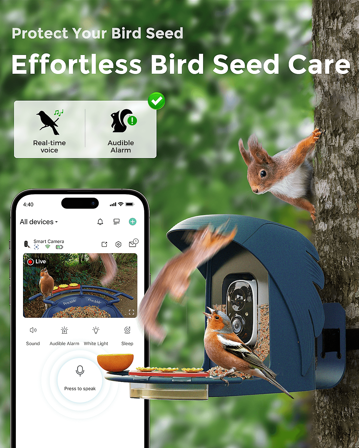 PerchMe Smart Bird Feeder with Camera,AI Recognition,Solar Powered,Best Gift for Bird Lovers