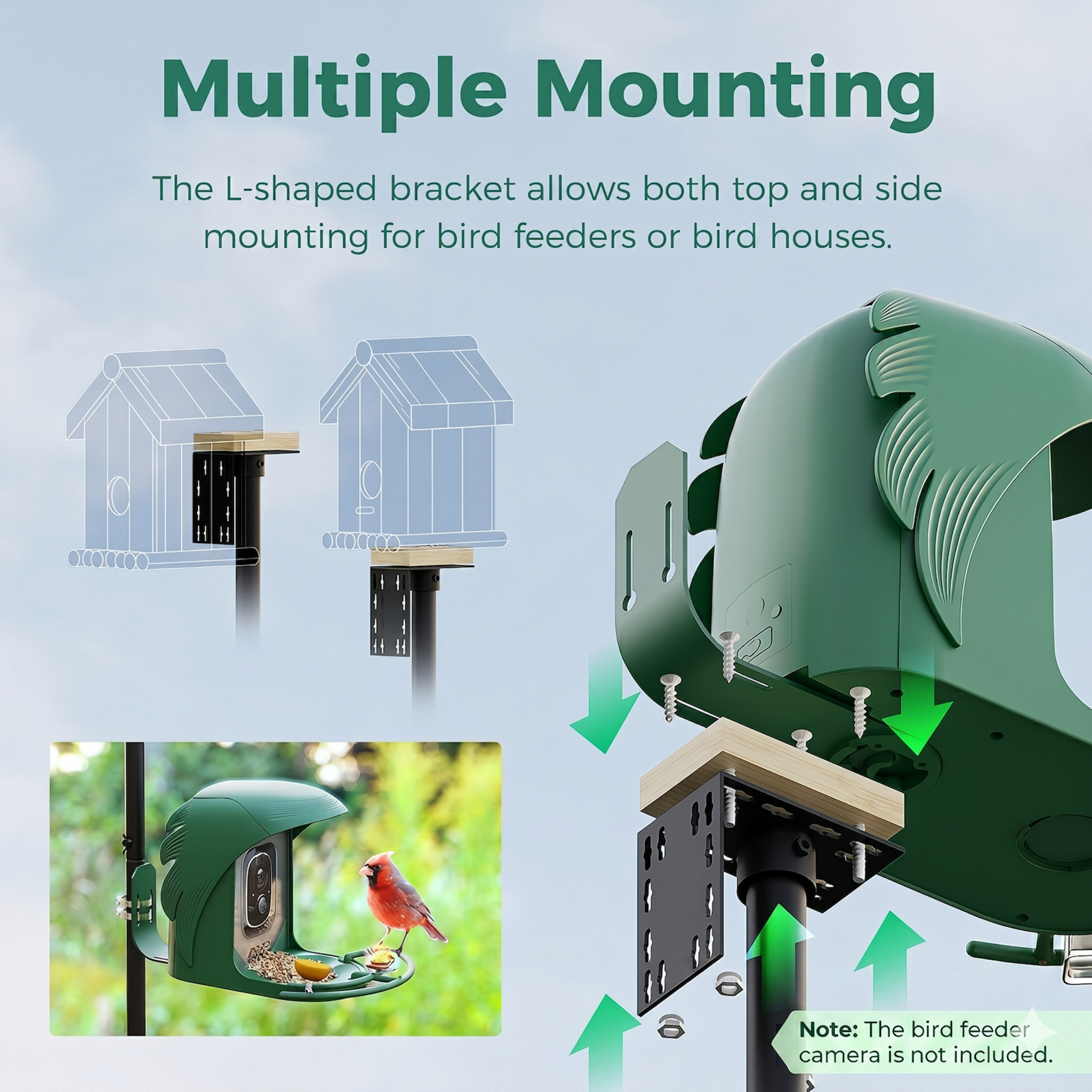 PerchMe 76'' Heavy-Duty Bird Feeder Pole, 1'' Thick Rustproof, Adjustable Height, Universal Mount Kit (No Squirrel Baffle)