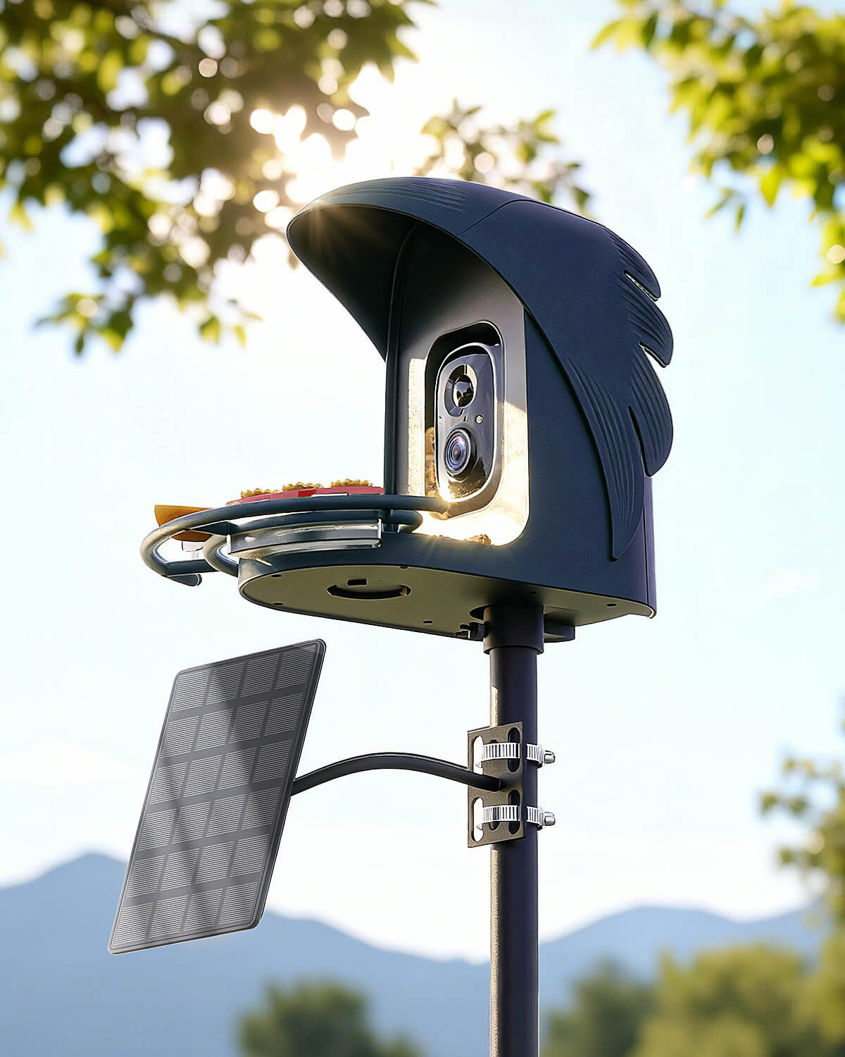PerchMe Smart AI Bird Feeder & Adjustable Solar Panel Bracket Bundle