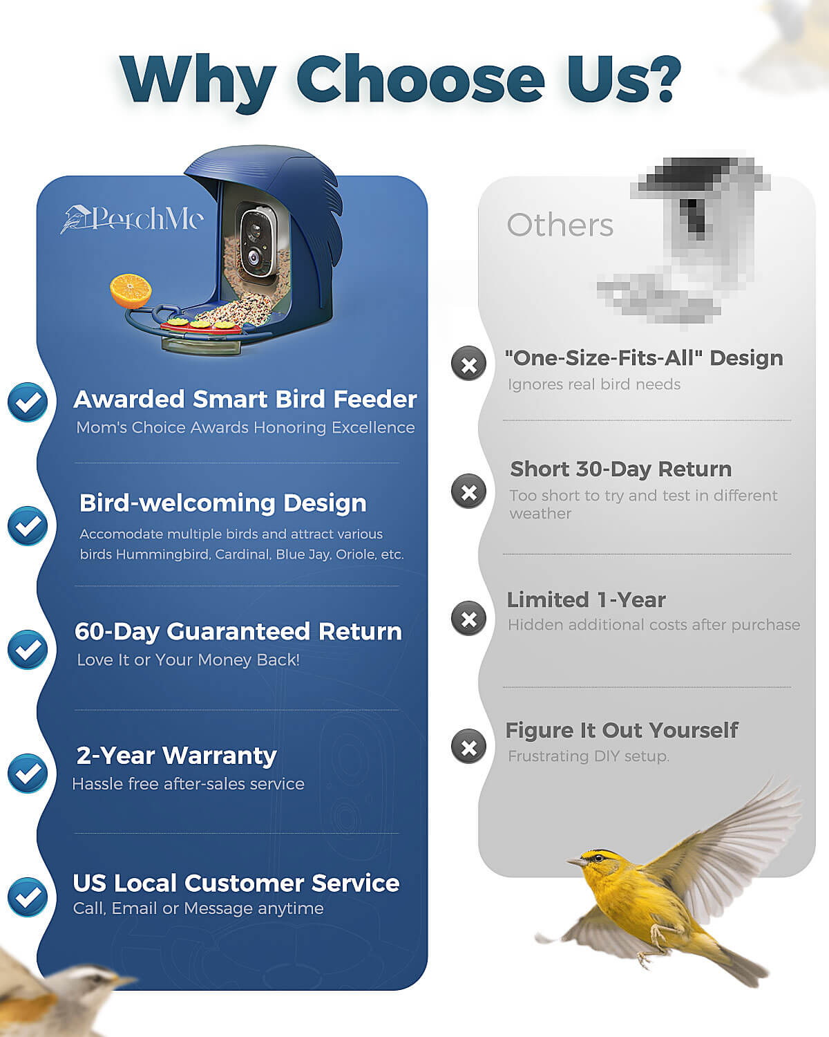 PerchMe Smart AI Bird Feeder & Adjustable Solar Panel Bracket Bundle