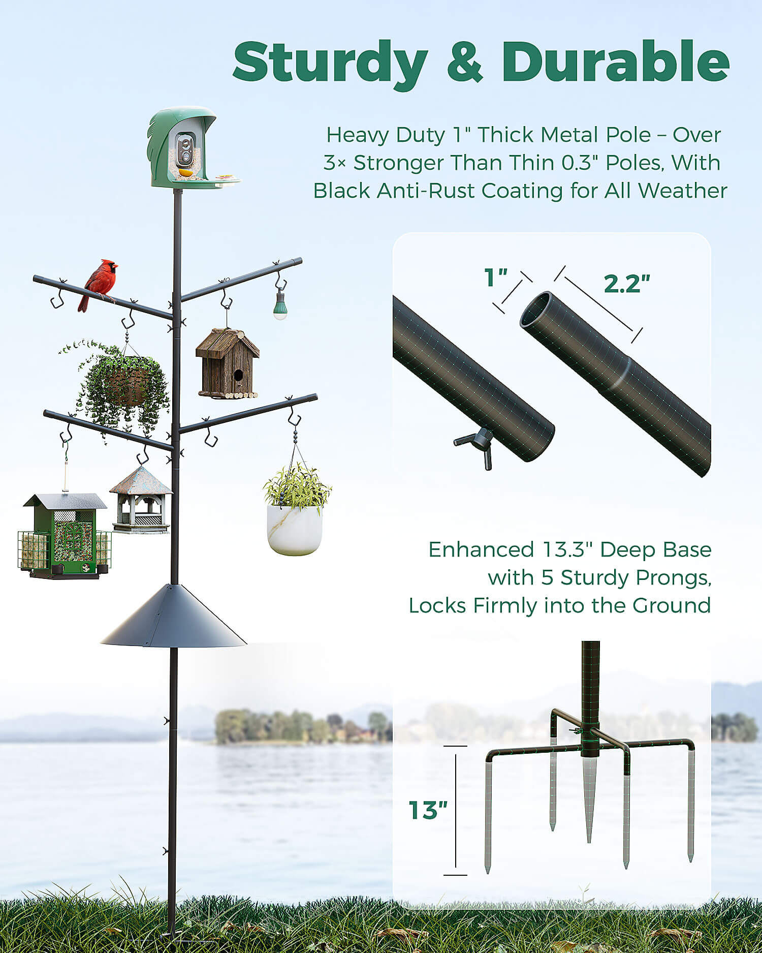 perchme Pole - Bird Feeder Pole