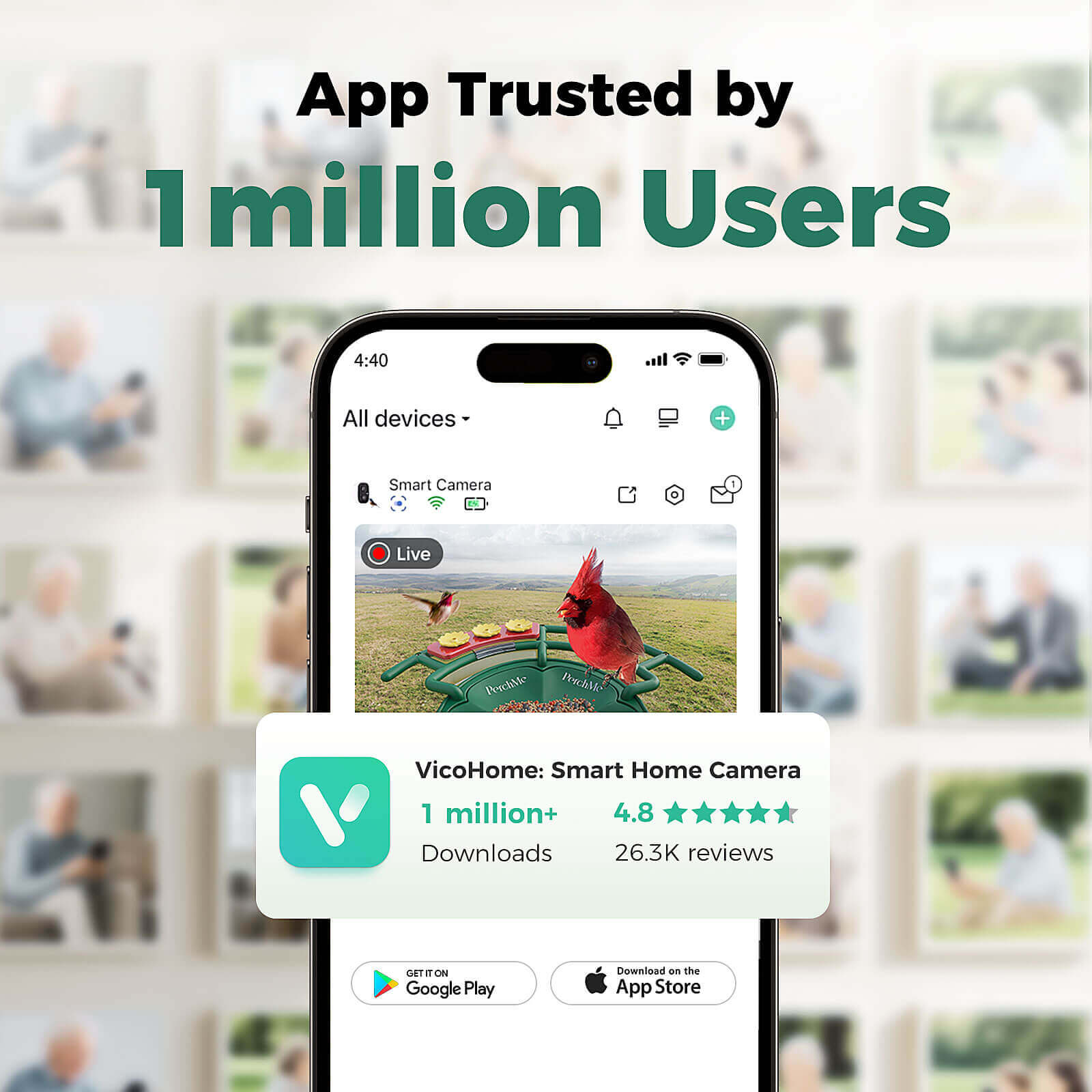 PerchMe Smart AI Bird Feeder & Pole Bundle - Solar-Powered 2K AI Camera + Heavy-Duty Adjustable Squirrel-Proof Bird Feeder Pole