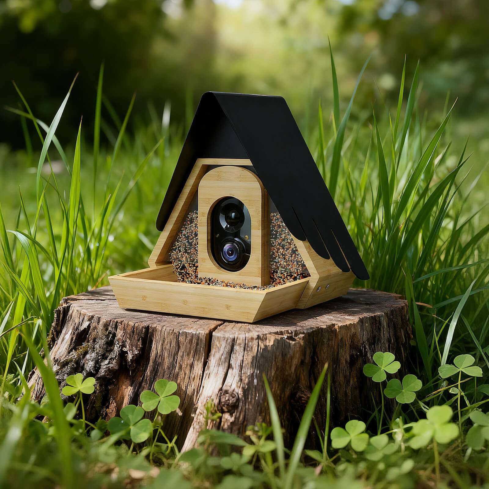 PerchMe Bamboo Smart Bird Feeder | 2K AI Camera, Solar Powered