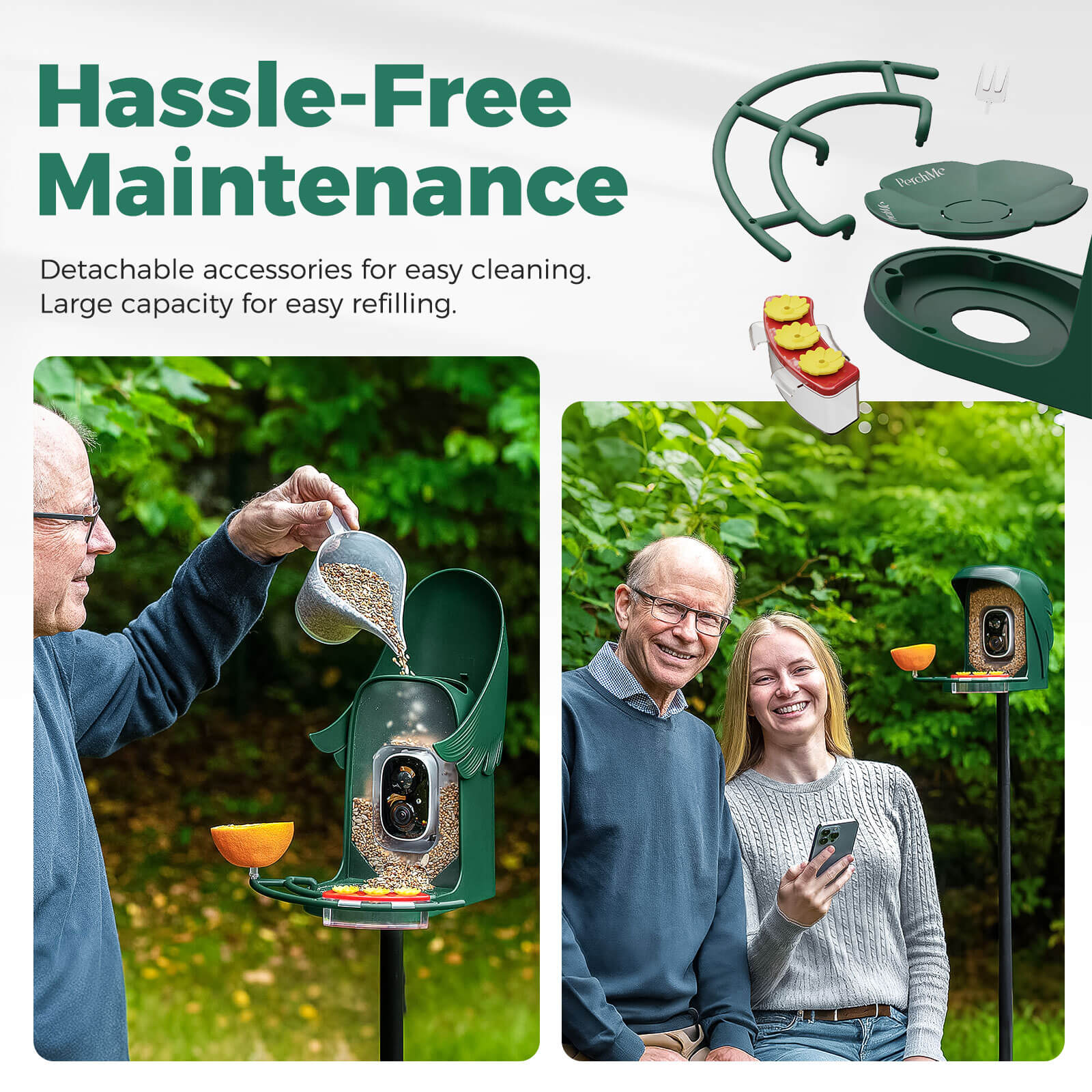 PerchMe Smart AI Bird Feeder & Adjustable Solar Panel Bracket Bundle