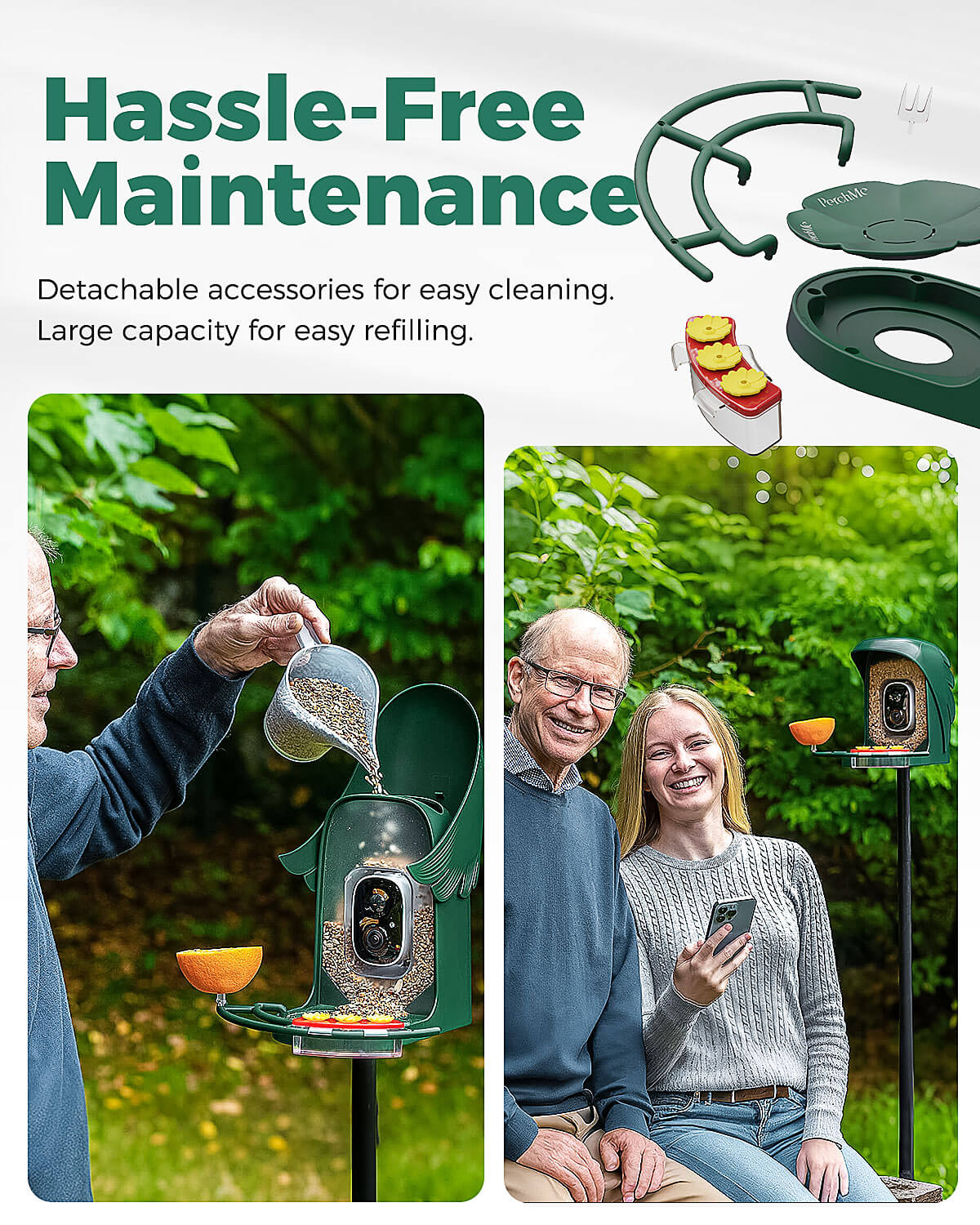 PerchMe Smart Bird Feeder with Camera,2K,AI Recognition,Solar Powered,Best Gift for Bird Lovers
