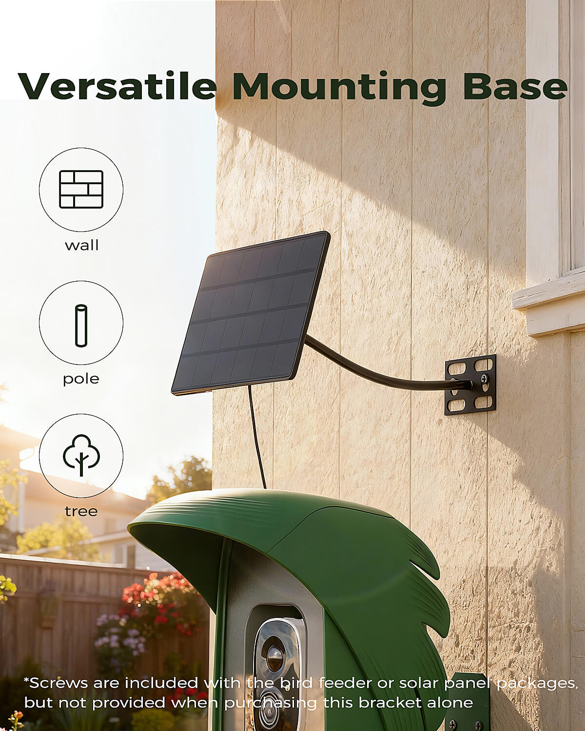 PerchMe Smart AI Bird Feeder & Adjustable Solar Panel Bracket Bundle
