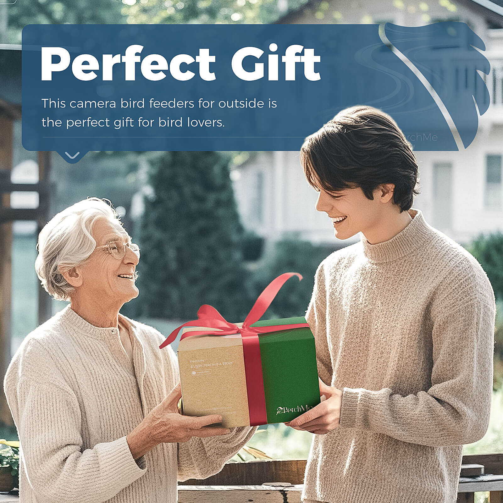 PerchMe Smart AI Bird Feeder & Adjustable Solar Panel Bracket Bundle