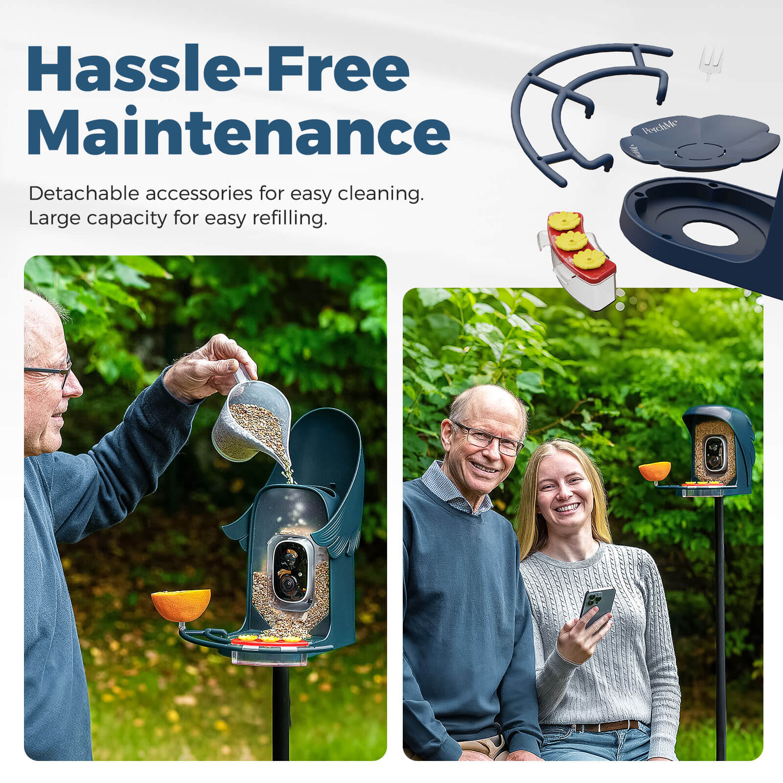 PerchMe Smart AI Bird Feeder & Adjustable Solar Panel Bracket Bundle