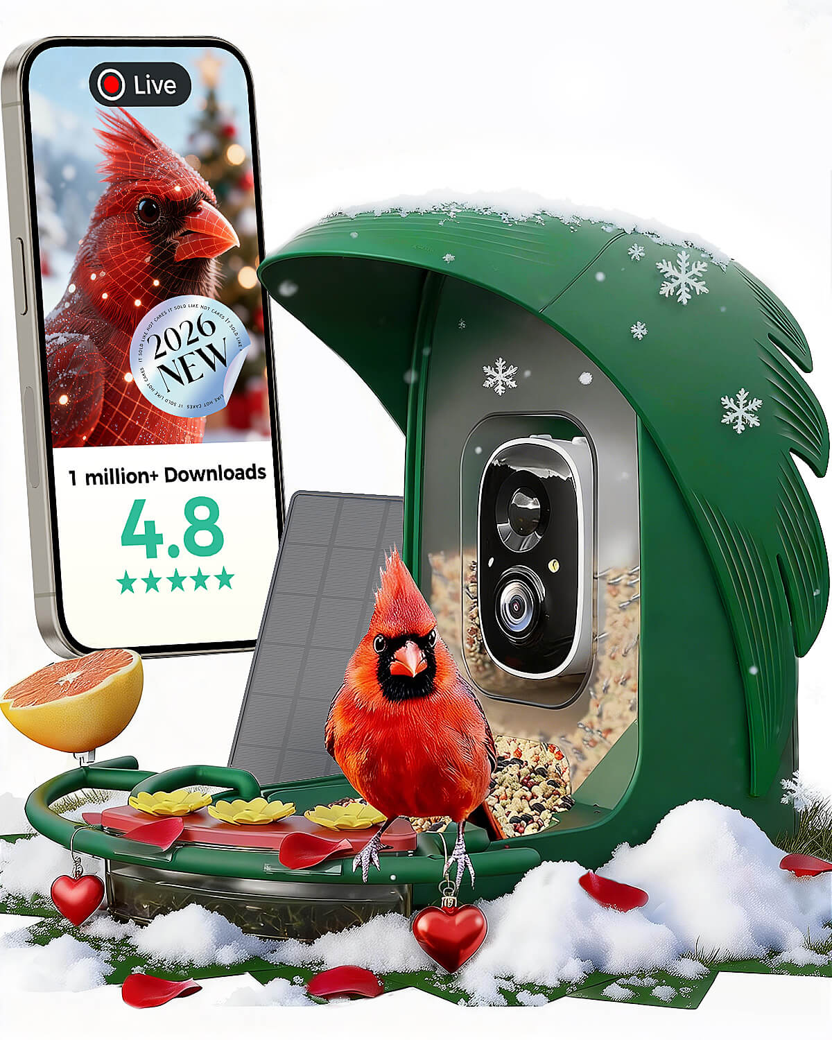 PerchMe Smart Bird Feeder - 2K AI Camera, Solar Power, Perfect Gift for Parents