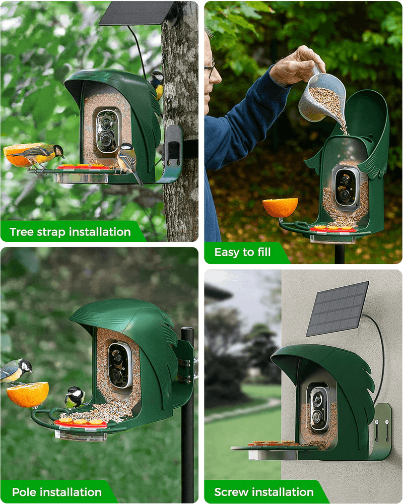 PerchMe Smart Bird Feeder with Camera, Solar Powered, AI Recognition,Great Gift for Bird Lovers