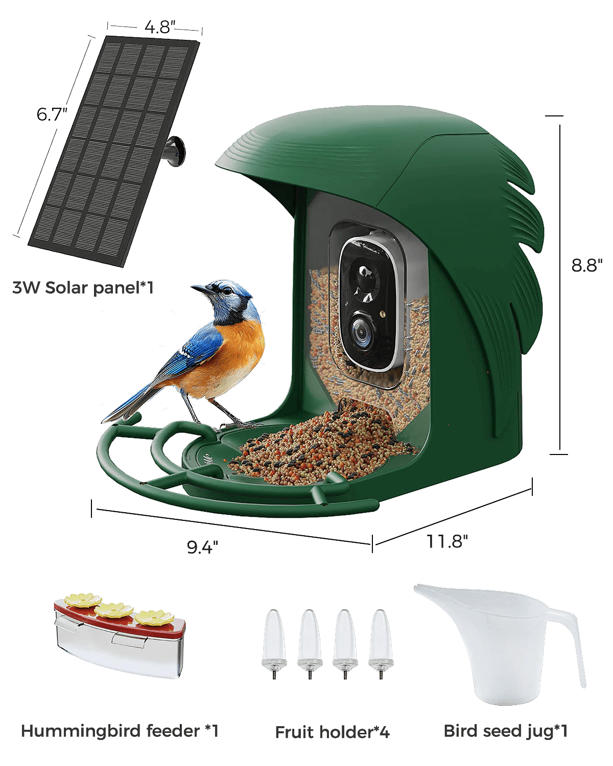 PerchMe Smart Bird Feeder with Camera, Solar Powered, AI Recognition,Great Gift for Bird Lovers