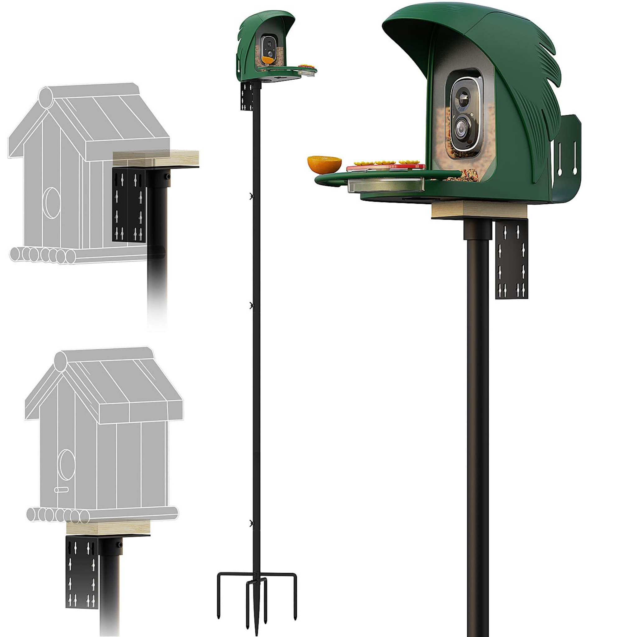 PerchMe 76'' Heavy-Duty Bird Feeder Pole, 1'' Thick Rustproof, Adjustable Height, Universal Mount Kit (No Squirrel Baffle)