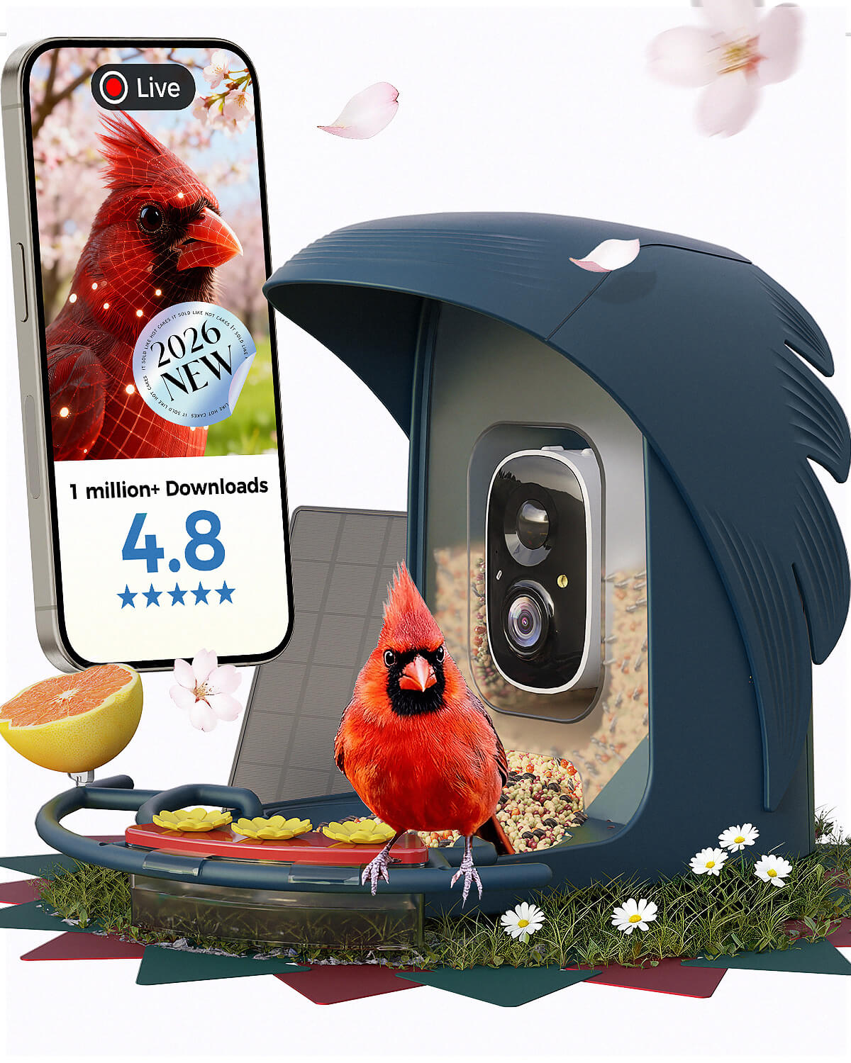 PerchMe Smart Bird Feeder Camera – 2K AI, Solar Powered, Perfect Gift for Bird Lovers