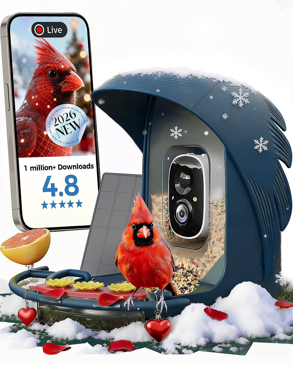 PerchMe Smart Bird Feeder Camera – 2K AI, Solar Powered, Perfect Gift for Bird Lovers