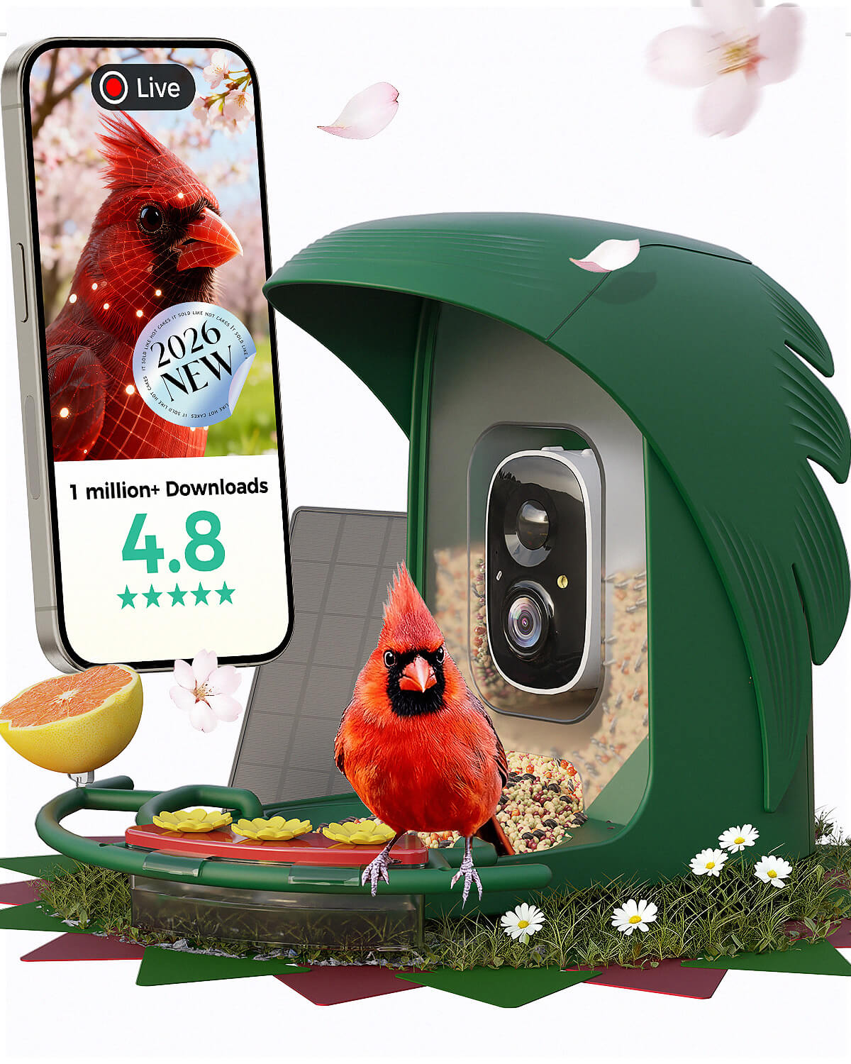 PerchMe Smart Bird Feeder - 2K AI Camera, Solar Power, Perfect Gift for Parents