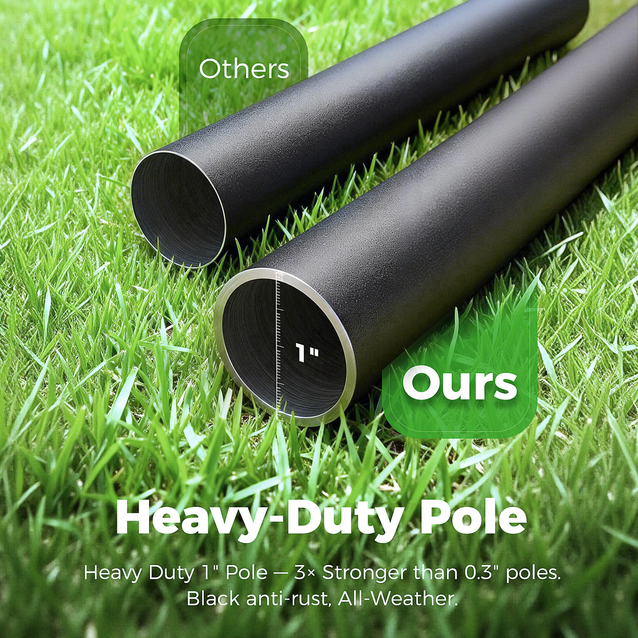 PerchMe 76'' Heavy-Duty Bird Feeder Pole, 1'' Thick Rustproof, Adjustable Height, Universal Mount Kit (No Squirrel Baffle)