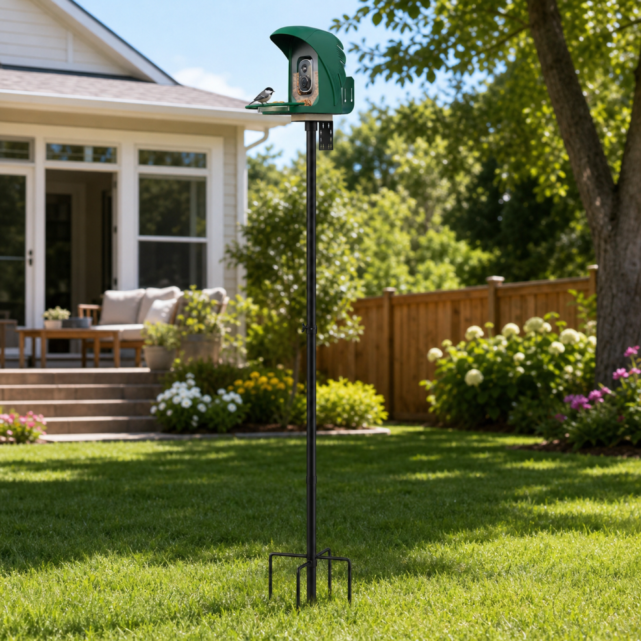 PerchMe 76'' Heavy-Duty Bird Feeder Pole, 1'' Thick Rustproof, Adjustable Height, Universal Mount Kit (No Squirrel Baffle)